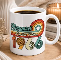Personalised Birth Year Mug – Custom Name Retro Birthday Gift