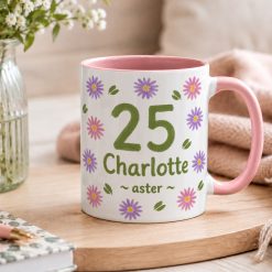 Alternative view of Personalised Birth Flower Milestone Mug – Custom Name & Age Gift