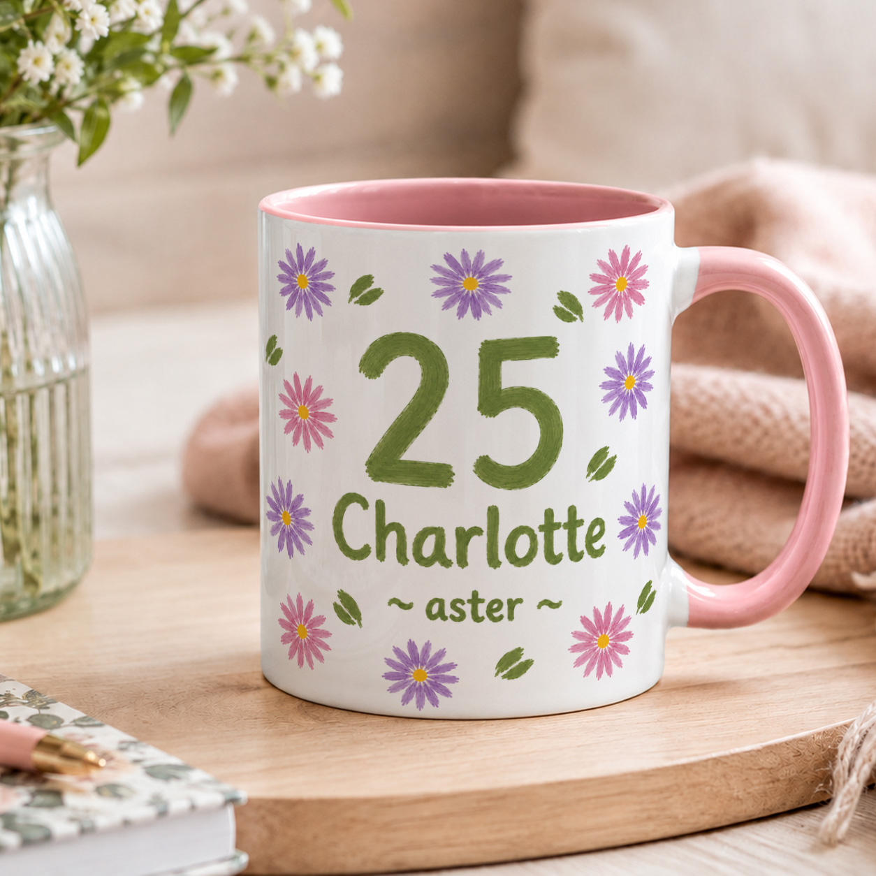 Personalised Birth Flower Milestone Mug – Custom Name & Age Gift - Image 2