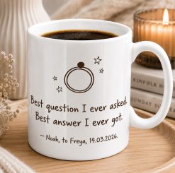 Personalised Engagement Mug – Custom Names & Date, Proposal Gift