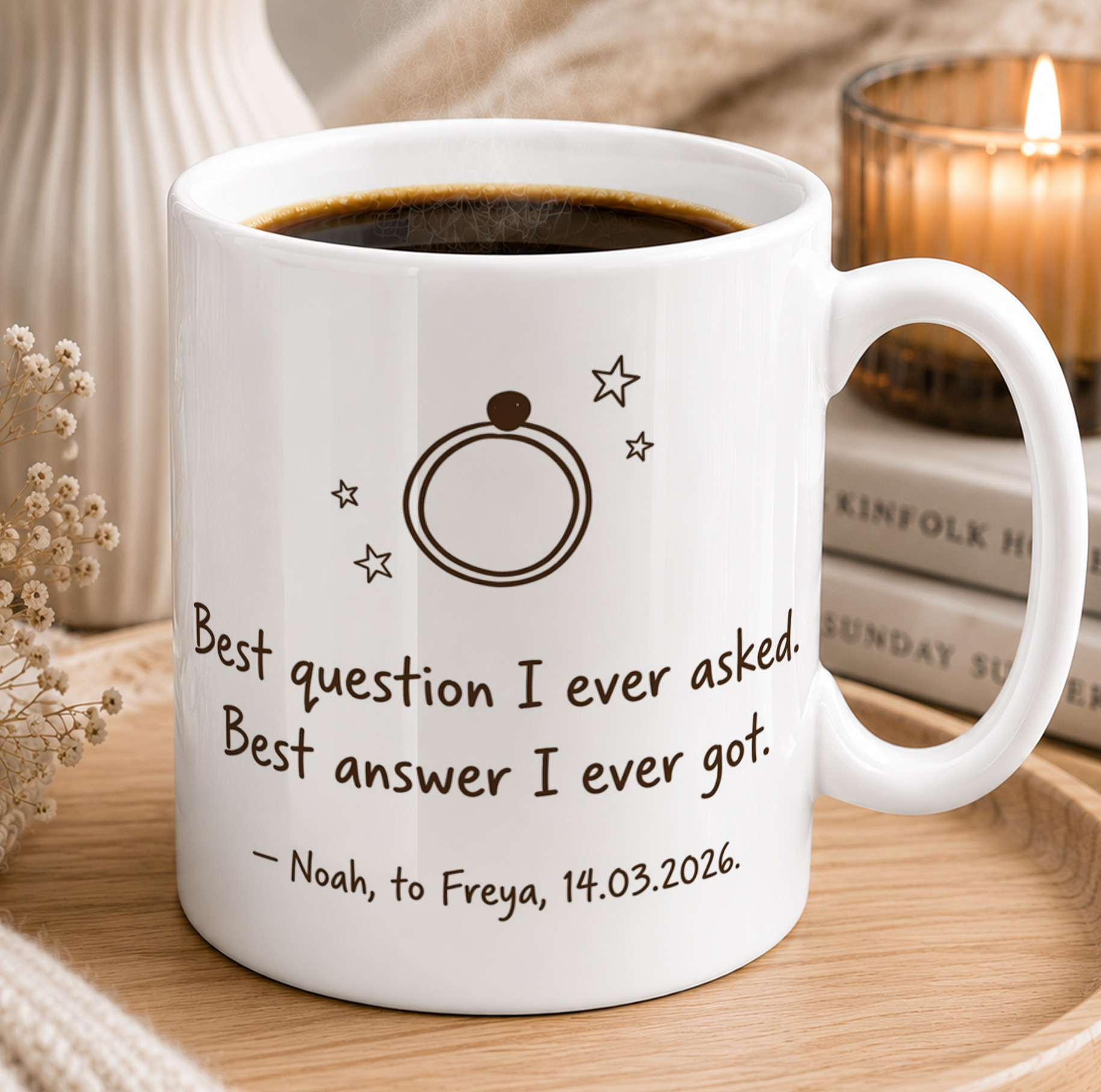 Personalised Engagement Mug – Custom Names & Date, Proposal Gift