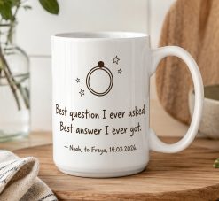 Alternative view of Personalised Engagement Mug – Custom Names & Date, Proposal Gift