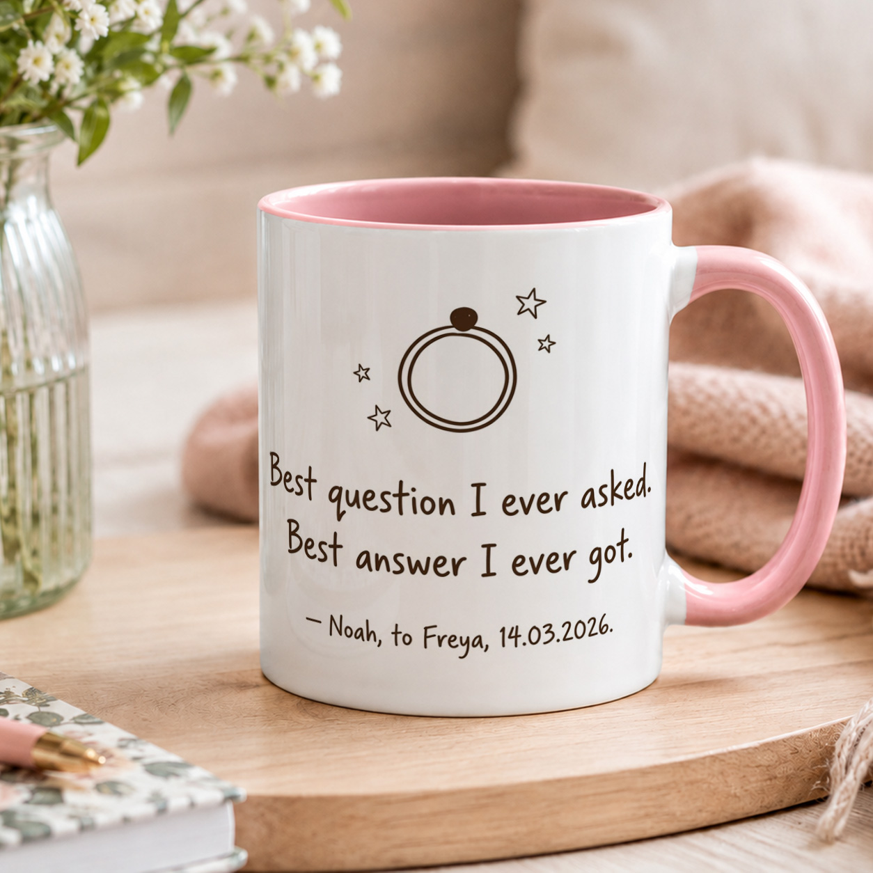 Personalised Engagement Mug – Custom Names & Date, Proposal Gift - Image 3
