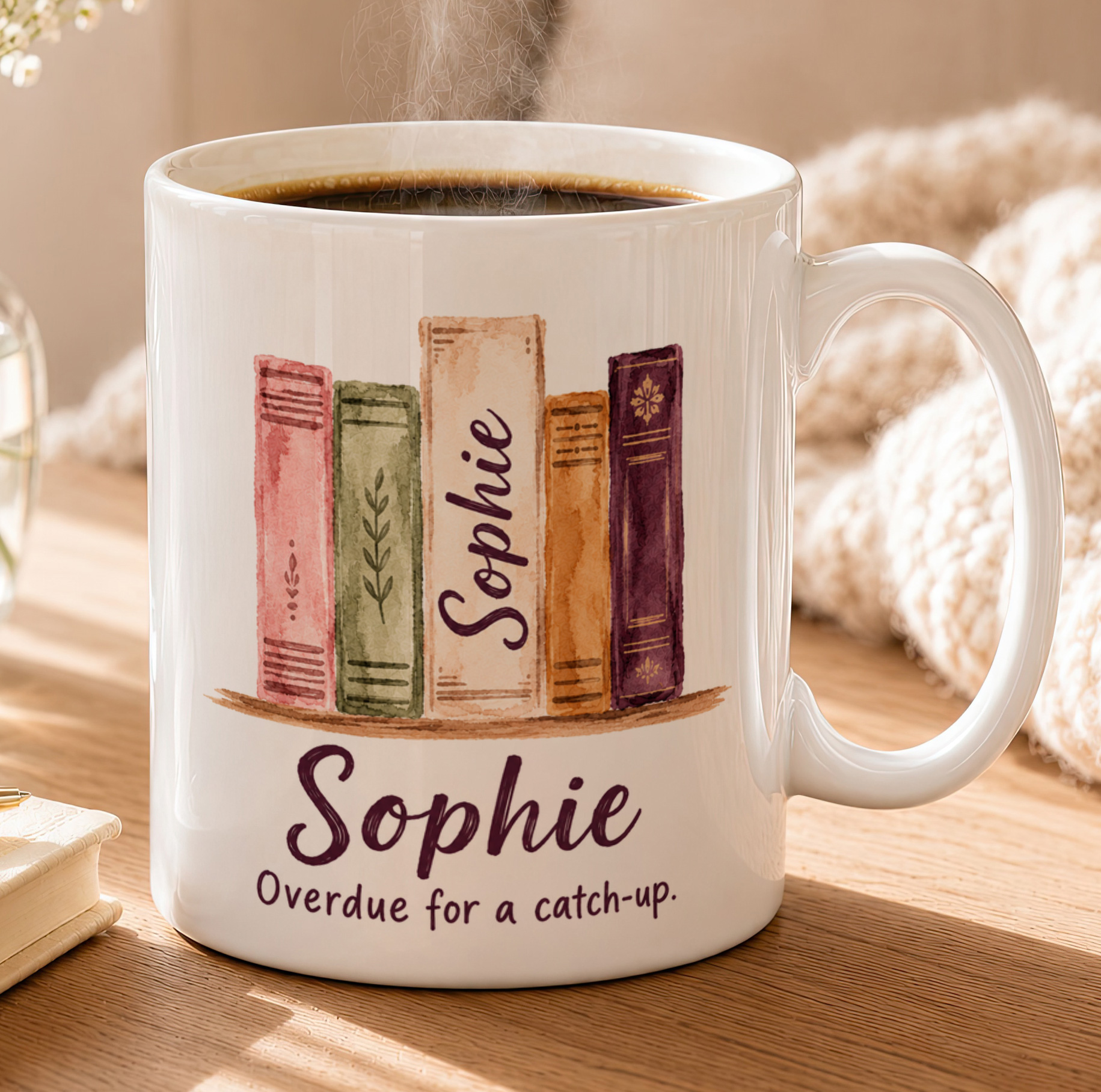 Personalised Book Lover Mug – Custom Reader Gift with Name