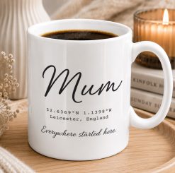 Personalised Coordinates Mug – Custom Mum Gift with Location