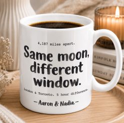 Personalised Long Distance Couple Mug – Custom Names & Cities Gift