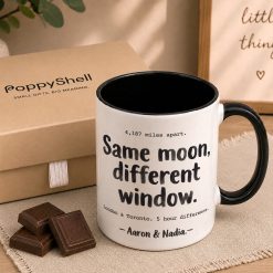 Alternative view of Personalised Long Distance Couple Mug – Custom Names & Cities Gift