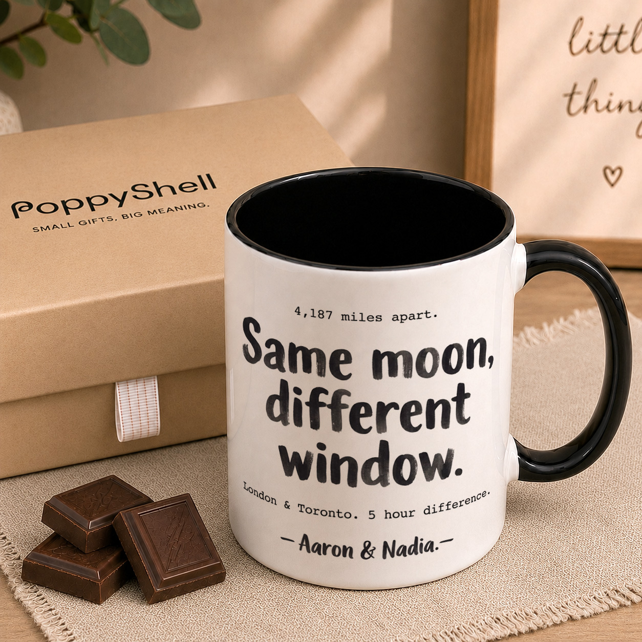 Personalised Long Distance Couple Mug – Custom Names & Cities Gift - Image 2