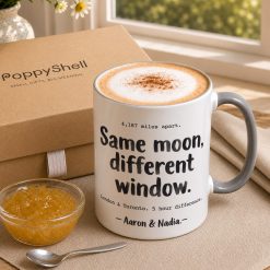 Personalised Long Distance Couple Mug – Custom Names & Cities Gift - Image 3