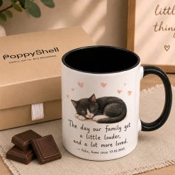 Alternative view of Personalised Cat Mug – Custom Name and Gotcha Date Gift