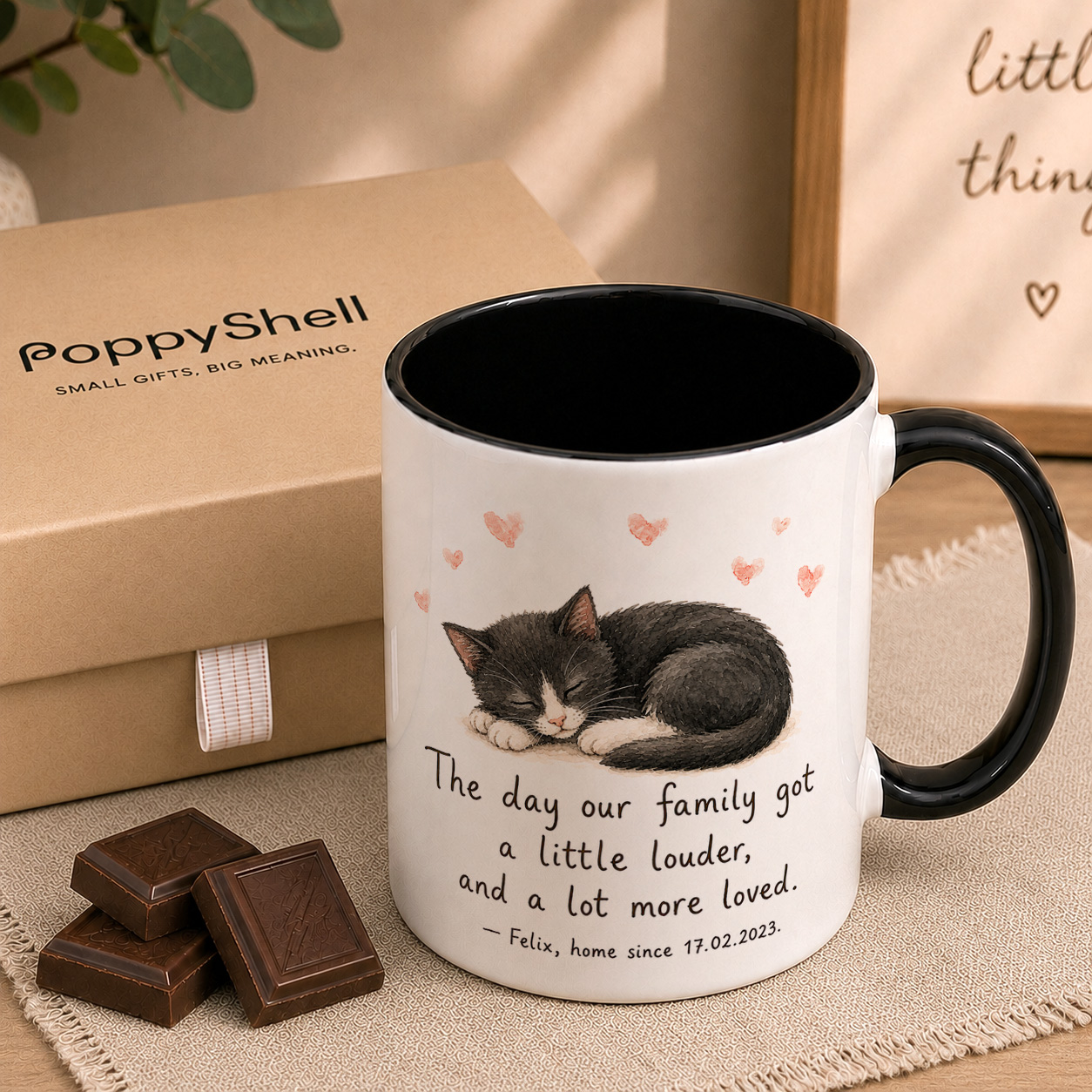 Personalised Cat Mug – Custom Name and Gotcha Date Gift - Image 2