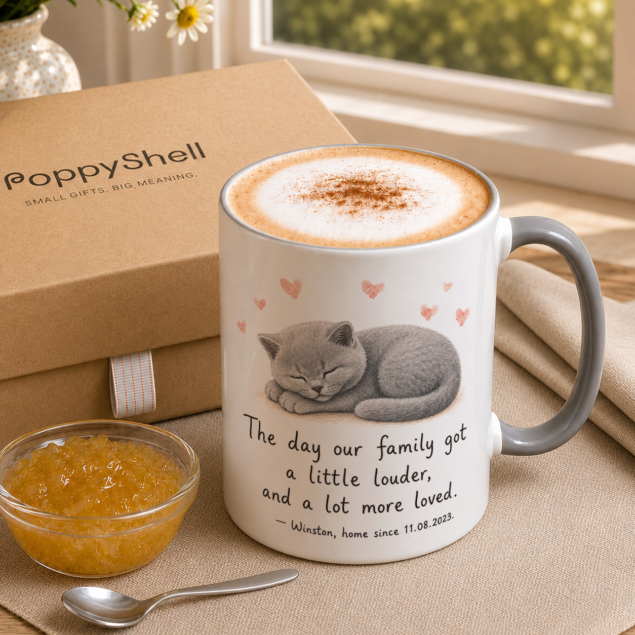 Personalised Cat Mug – Custom Name and Gotcha Date Gift - Image 3