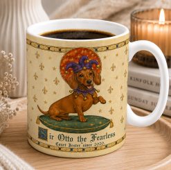 Personalised Medieval Dog Mug – Custom Name and Year Gift