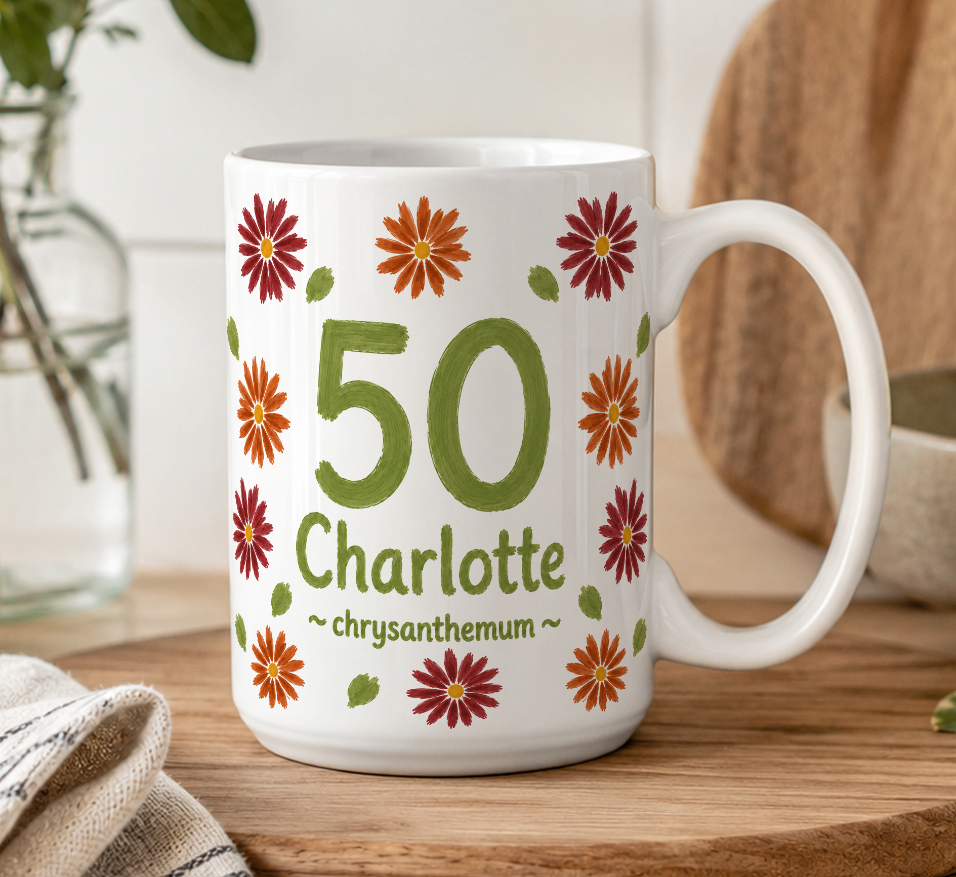 Personalised Birth Flower Milestone Mug – Custom Name & Age Gift - Image 5