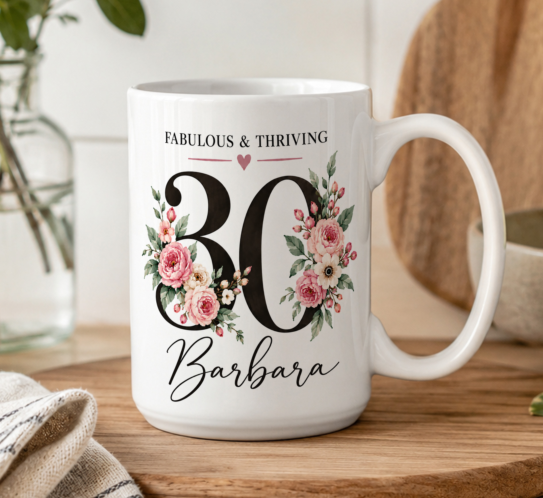 Personalised Birthday Mug – Custom Name and Age Floral Gift - Image 5