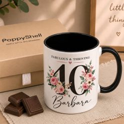 Personalised Birthday Mug – Custom Name and Age Floral Gift - Image 4