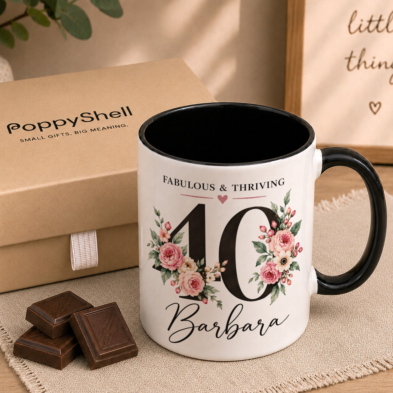 Personalised Birthday Mug – Custom Name and Age Floral Gift - Image 4