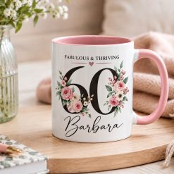 Alternative view of Personalised Birthday Mug – Custom Name and Age Floral Gift