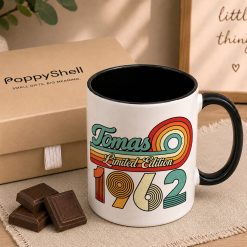 Alternative view of Personalised Birth Year Mug – Custom Name Retro Birthday Gift